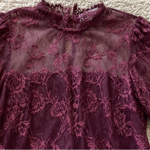 Heartloom Wine Color Lace Blouse - Picture 3 of 7